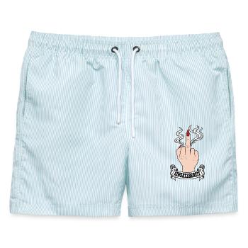 Einsatzbereit Mittelfinger Smoke - Männer Badeshorts - hellblau gestreift - Vorne - AI Model Male 178 light (178cm)