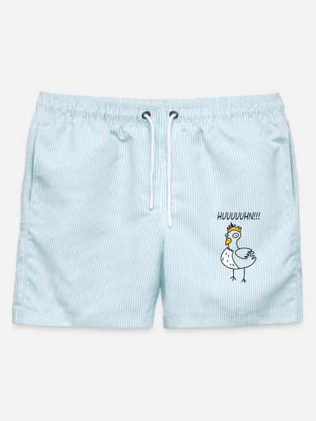 huuuhn - Männer Badeshorts - hellblau gestreift