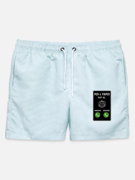 Pen and Paper ruft an - Männer Badeshorts - hellblau gestreift