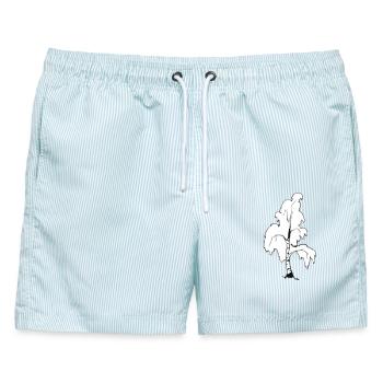 Baum - Männer Badeshorts - hellblau gestreift - Vorne - AI Model Male 178 light (178cm)