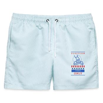 Design der Wahlurne für Wahlstimmung - Männer Badeshorts - hellblau gestreift - Vorne - AI Model Male 178 light (178cm)