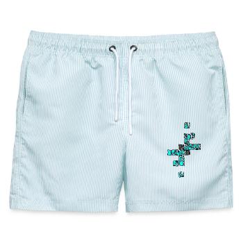Zerbrochener Diamant in Blau - Männer Badeshorts - hellblau gestreift - Vorne - AI Model Male 178 light (178cm)