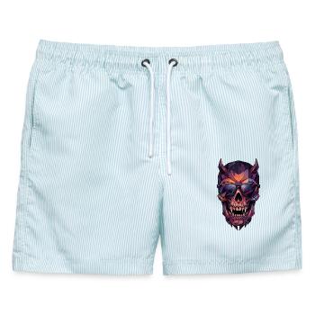 Poly Art Halloween Vampir - Männer Badeshorts - hellblau gestreift - Vorne - AI Model Male 178 light (178cm)