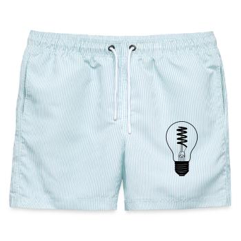 Elektriker Glühbirne - Männer Badeshorts - hellblau gestreift - Vorne - AI Model Male 178 light (178cm)