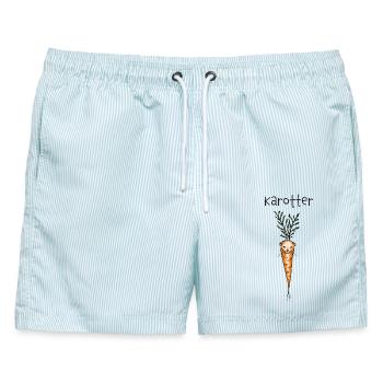 Karotter - Otter, Karotte - Männer Badeshorts - hellblau gestreift - Vorne - AI Model Male 178 light (178cm)