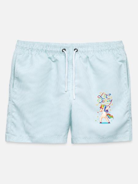 Let's party Dancing Unicorn - Unicorn Lovers - Männer Badeshorts - hellblau gestreift