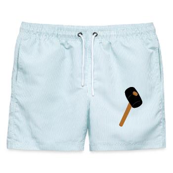 Gummihammer - Männer Badeshorts - hellblau gestreift - Vorne - AI Model Male 178 light (178cm)