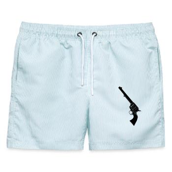 Colt Army Revolver Colt 45 - Männer Badeshorts - hellblau gestreift - Vorne - AI Model Male 178 light (178cm)