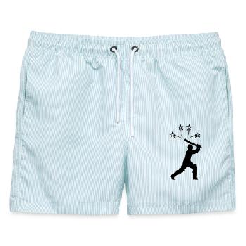Cricket vier Sterne - Männer Badeshorts - hellblau gestreift - Vorne - AI Model Male 178 light (178cm)
