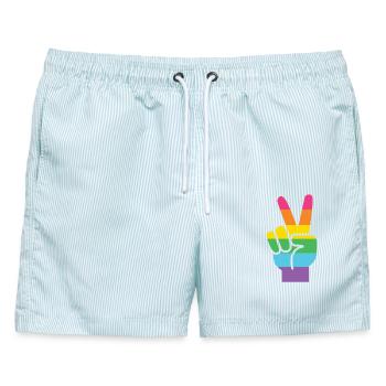 LGBT Pride Monat - LGBT Pride - Männer Badeshorts - hellblau gestreift - Vorne - AI Model Male 178 light (178cm)
