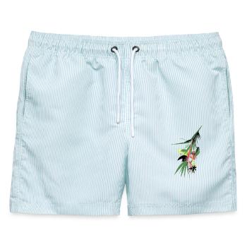 Tropische Farbexplosion - Männer Badeshorts - hellblau gestreift - Vorne - AI Model Male 178 light (178cm)