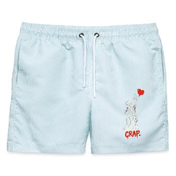 Skelettherz Brunnen Mist. - Männer Badeshorts - hellblau gestreift - Vorne - AI Model Male 178 light (178cm)