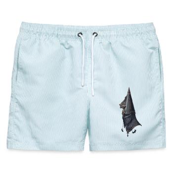 Gotische Fantasie-Kiefernzapfen - Männer Badeshorts - hellblau gestreift - Vorne - AI Model Male 178 light (178cm)