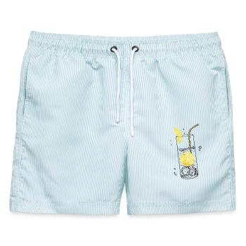 Zitronen Limonade Sommer Limo - Männer Badeshorts - hellblau gestreift - Vorne - AI Model Male 178 light (178cm)