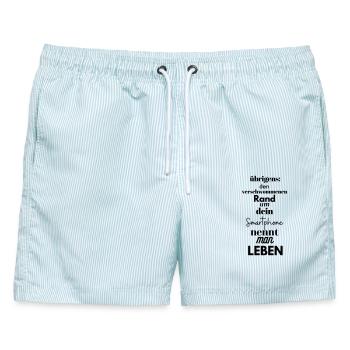 Smartphone Leben Typografie Digital Detox Tee - Männer Badeshorts - hellblau gestreift - Vorne - AI Model Male 178 light (178cm)