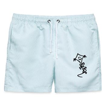 Drachen mit Gesicht - Männer Badeshorts - hellblau gestreift - Vorne - AI Model Male 178 light (178cm)