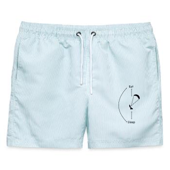 Eat Sleep Kite Repeat - Männer Badeshorts - hellblau gestreift - Vorne - AI Model Male 178 light (178cm)