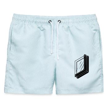 Thermopane-Glaser - Männer Badeshorts - hellblau gestreift - Vorne - AI Model Male 178 light (178cm)