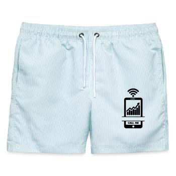 Unternehmensergebnisse steigen? Ruf mich an! - Männer Badeshorts - hellblau gestreift - Vorne - AI Model Male 178 light (178cm)