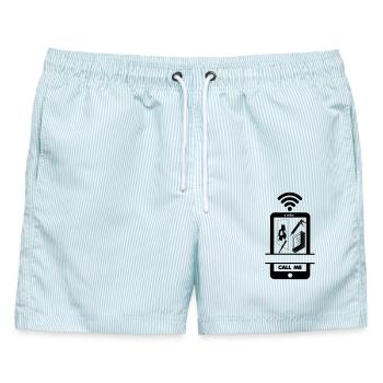 Call me phone, der Glaser - Männer Badeshorts - hellblau gestreift - Vorne - AI Model Male 178 light (178cm)