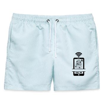 Rufen Sie mich an Imker leckerer Honig - Männer Badeshorts - hellblau gestreift - Vorne - AI Model Male 178 light (178cm)