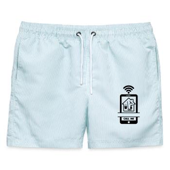 Rufen Sie mich an Telefonreiniger von zu Hause aus - Männer Badeshorts - hellblau gestreift - Vorne - AI Model Male 178 light (178cm)