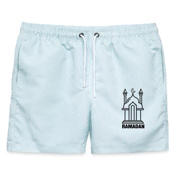 Ramadan-Moschee transparent - Männer Badeshorts - hellblau gestreift - Vorne - AI Model Male 178 light (178cm)