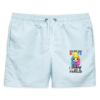 Bunte Schaf der Familie - Regenbogen LGBTQ - Männer Badeshorts - hellblau gestreift - Vorne - AI Model Male 178 light (178cm)