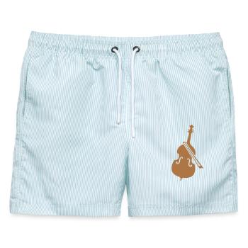 Kontrabass Bass Instrument - Männer Badeshorts - hellblau gestreift - Vorne - AI Model Male 178 light (178cm)