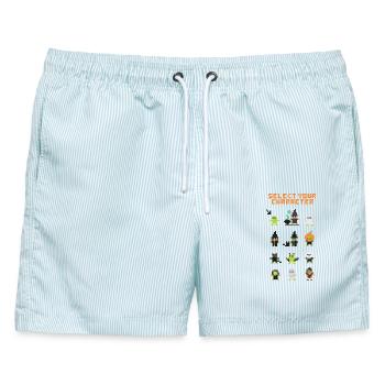 Pixel Frog Froggies Charakterpaket - Männer Badeshorts - hellblau gestreift - Vorne - AI Model Male 178 light (178cm)