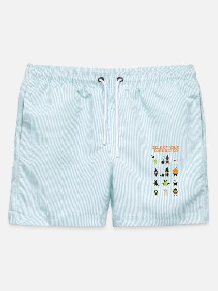 Pixel Frog Froggies Charakterpaket - Männer Badeshorts - hellblau gestreift