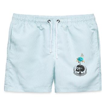 Gothic Wicca Goth Okkult Skullmystic Auge Schädel - Männer Badeshorts - hellblau gestreift - Vorne - AI Model Male 178 light (178cm)