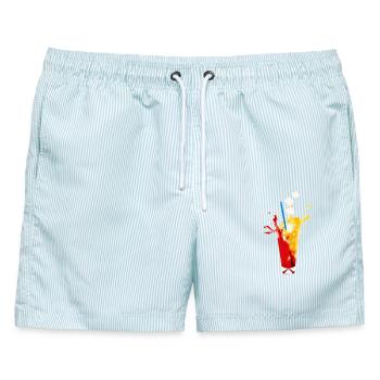 summerdrink freezing cold - Männer Badeshorts - hellblau gestreift - Vorne - AI Model Male 178 light (178cm)
