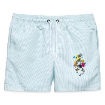 Kunst Abstrakt - Männer Badeshorts - hellblau gestreift - Vorne - AI Model Male 178 light (178cm)