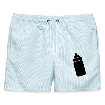 Babyflasche transparentes Schattenbild - Männer Badeshorts - hellblau gestreift - Vorne - AI Model Male 178 light (178cm)