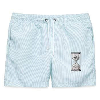 Bergsteiger Sanduhr - Männer Badeshorts - hellblau gestreift - Vorne - AI Model Male 178 light (178cm)
