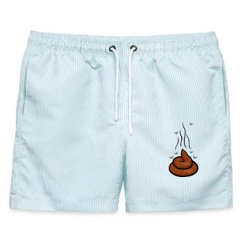 Dampfender Scheißhaufen mit Fliegen - Männer Badeshorts - hellblau gestreift - Vorne - AI Model Male 178 light (178cm)