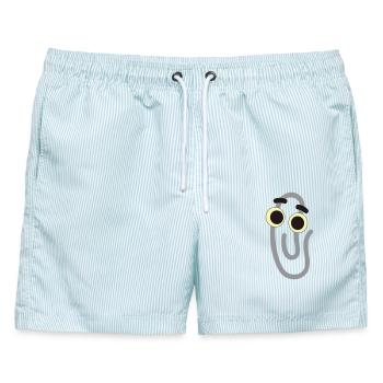Büroklammer - Männer Badeshorts - hellblau gestreift - Vorne - AI Model Male 178 light (178cm)