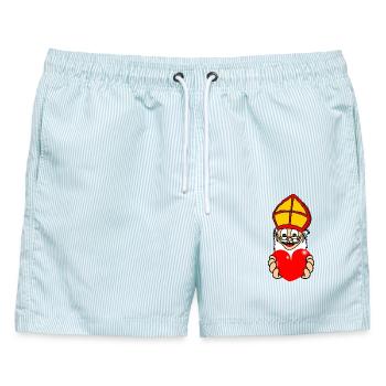 Sinterklaas mit Herz - Männer Badeshorts - hellblau gestreift - Vorne - AI Model Male 178 light (178cm)