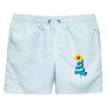 SonnenblumeFrieden Liebe Freiheit - Männer Badeshorts - hellblau gestreift - Vorne - AI Model Male 178 light (178cm)