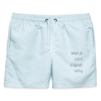 From Another Point Of View – Perspektive - Männer Badeshorts - hellblau gestreift - Vorne - AI Model Male 178 light (178cm)