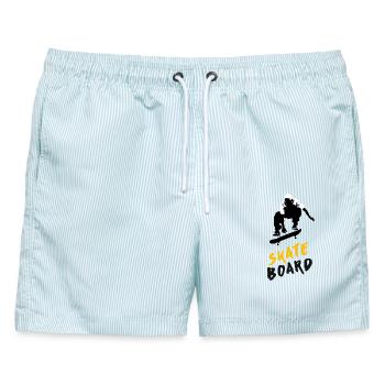 SKATEBOARDING 2024 - Männer Badeshorts - hellblau gestreift - Vorne - AI Model Male 178 light (178cm)