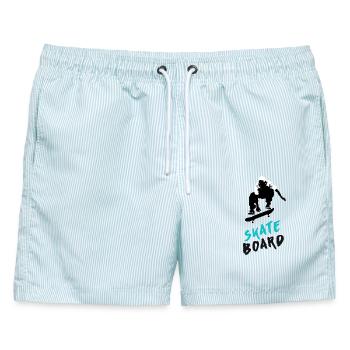 SKATER 2024 - Männer Badeshorts - hellblau gestreift - Vorne - AI Model Male 178 light (178cm)