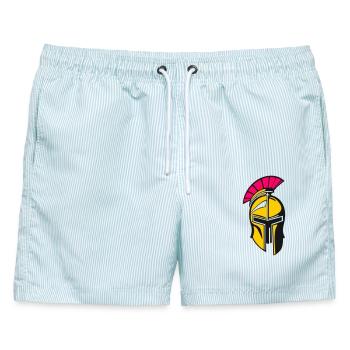 Helm Sparta - Männer Badeshorts - hellblau gestreift - Vorne - AI Model Male 178 light (178cm)