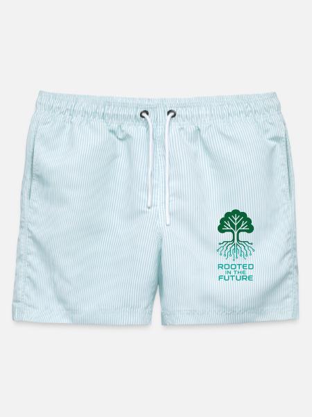 Digital Baum für nachhaltige Zukunft - Männer Badeshorts - hellblau gestreift