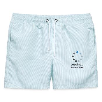 Loading Please Wait - Männer Badeshorts - hellblau gestreift - Vorne - AI Model Male 178 light (178cm)
