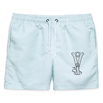 Skier mit Sonne - Männer Badeshorts - hellblau gestreift - Vorne - AI Model Male 178 light (178cm)