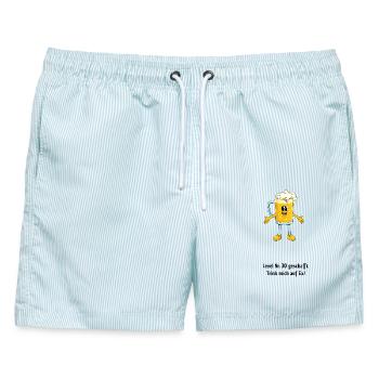 Level Nr. 30 auf Ex, ein kreatives Biergeschenk  - Männer Badeshorts - hellblau gestreift - Vorne - AI Model Male 178 light (178cm)