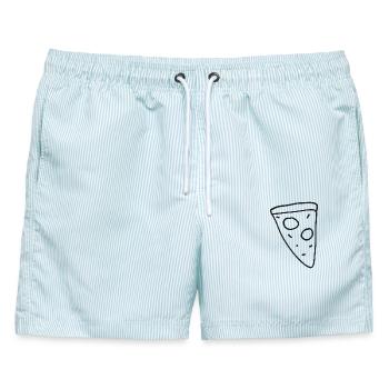 Pizzastück Linienzeichnung - Männer Badeshorts - hellblau gestreift - Vorne - AI Model Male 178 light (178cm)