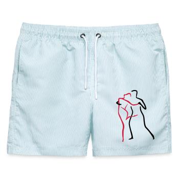 Tango-2 - Männer Badeshorts - hellblau gestreift - Vorne - AI Model Male 178 light (178cm)